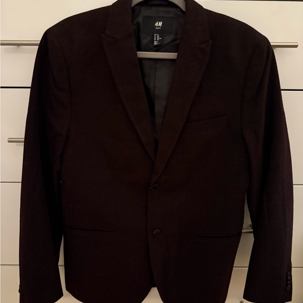 H&M Men's Dark Maroon Blazer and Pants
